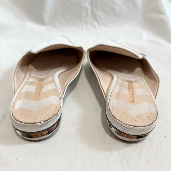 Nicholas Kirkwood Beya mules white leather pointed toe IT 38.5 US 8.5 flat shoes - Picture 4 of 16